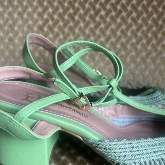 Anthropologie x Rafealla Booz Woven Apple Green Jute Block Heeled Sandals NEW - Picture 5 of 16
